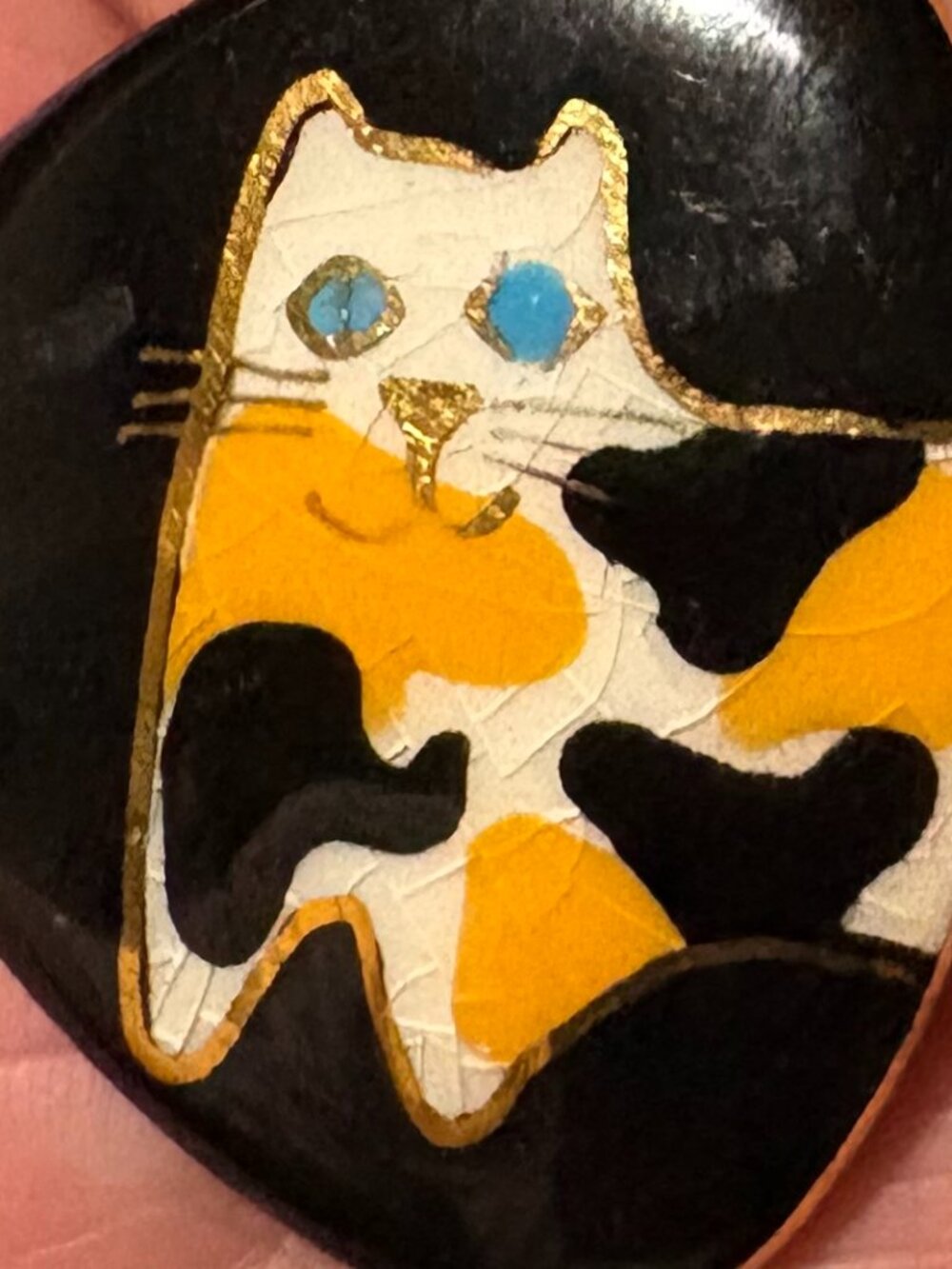 Vintage Handcrafted Ceramic Calico Cat Earrings Two Pairs for Pierced Ears - Picture 10 of 11